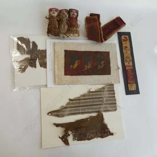 A collection of South American textiles, possibly Pre-Colombia Chancay Culture